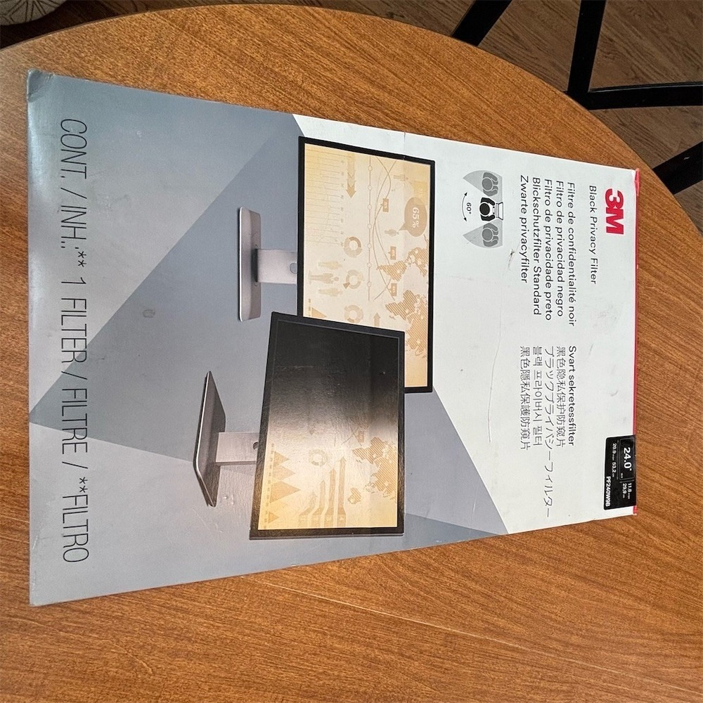3M 24 Inch Widescreen‎ Monitor Privacy Filter 16:9 Black PF240W9B New